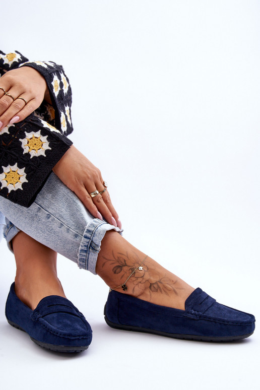 Eleganti zamšādas lauferi tumši zilas krāsas Lenvie