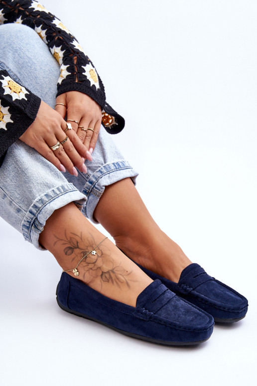 Eleganti zamšādas lauferi tumši zilas krāsas Lenvie