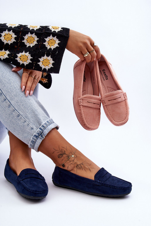 Eleganti zamšādas lauferi tumši zilas krāsas Lenvie