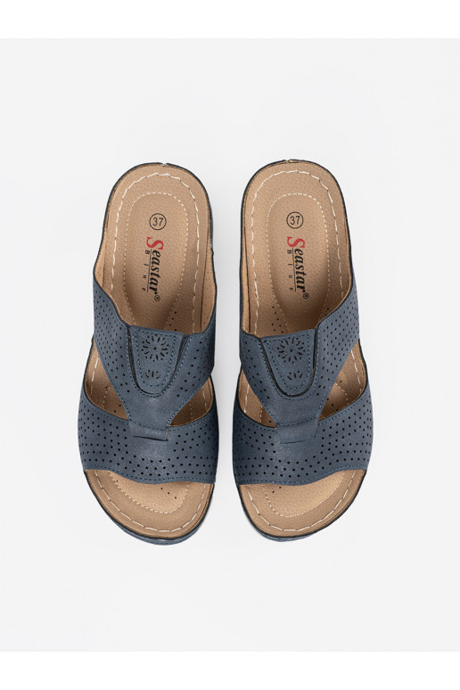 Zilas krāsas  čības  z wycięciami