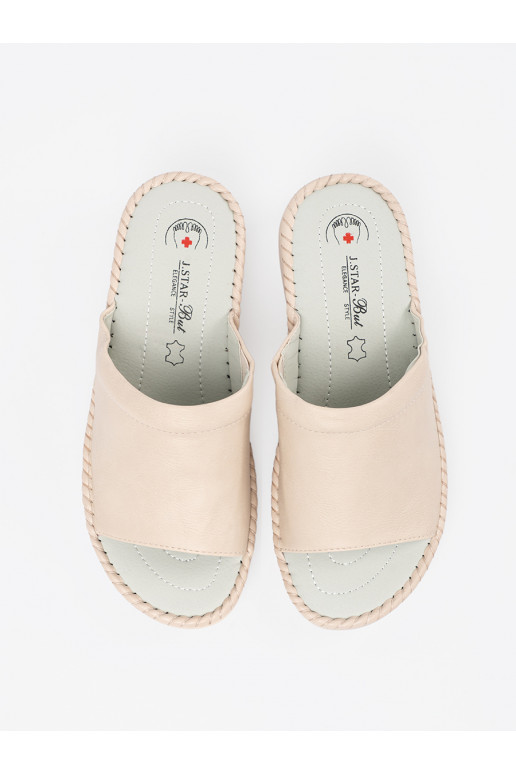 Ziloņkaula krāsas čības  z skórzaną wkładką