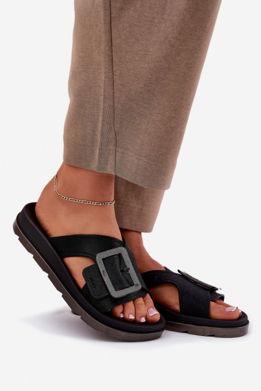 sieviešu čības dekorēti ar sprādzēm  RR285078 Melns  sieviešu čības dekorēti ar sprādzēm  RR285078 Melns