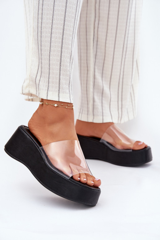 sieviešu čības Z Transparentnym em  Melns Meltiana