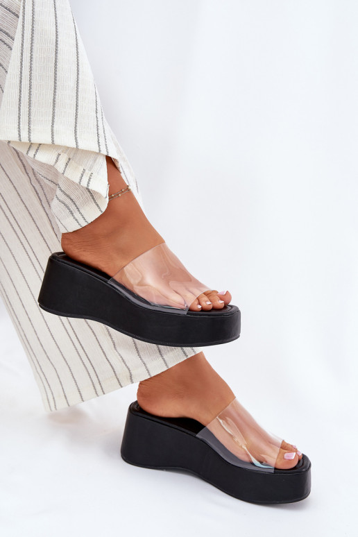 sieviešu čības Z Transparentnym em  Melns Meltiana