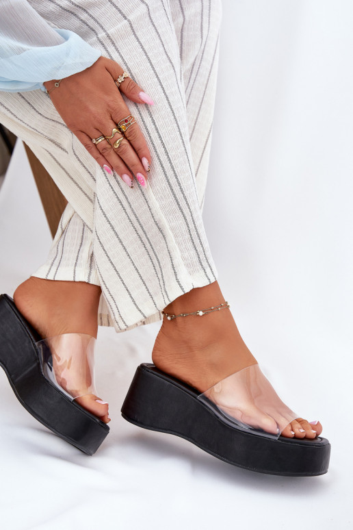 sieviešu čības Z Transparentnym em  Melns Meltiana