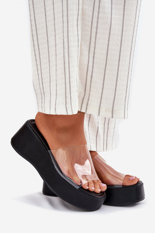 sieviešu čības Z Transparentnym em  Melns Meltiana