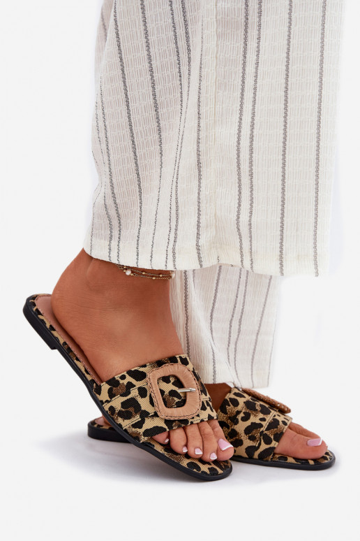 zempapēžu sieviešu čības dekorēti ar sprādzēm ar leoparda kažokādas rakstu Clariola zempapēžu sieviešu čības dekorēti ar sprādzēm ar leoparda kažokādas rakstu Clariola