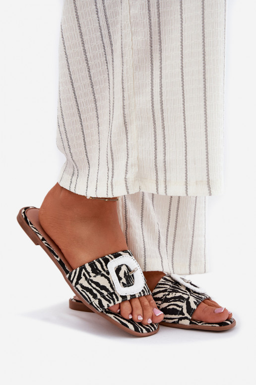 zempapēžu sieviešu čības dekorēti ar sprādzēm Zebra Clariola zempapēžu sieviešu čības dekorēti ar sprādzēm Zebra Clariola