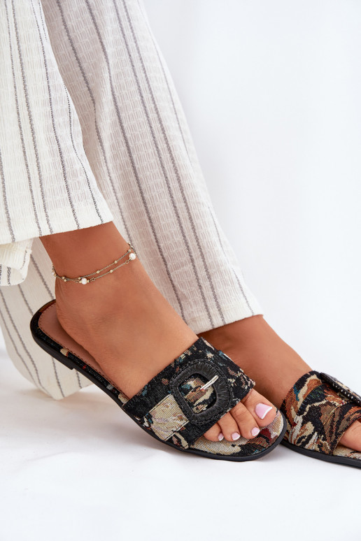 zempapēžu sieviešu čības dekorēti ar sprādzēm Melns Clariola zempapēžu sieviešu čības dekorēti ar sprādzēm Melns Clariola