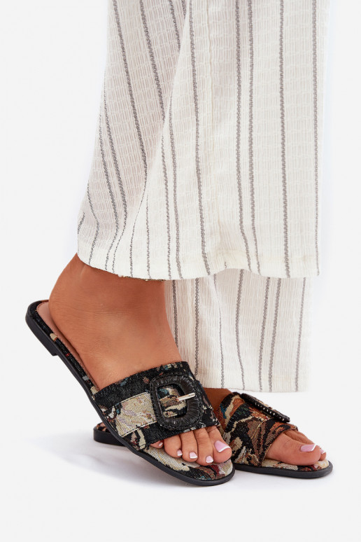 zempapēžu sieviešu čības dekorēti ar sprādzēm Melns Clariola zempapēžu sieviešu čības dekorēti ar sprādzēm Melns Clariola