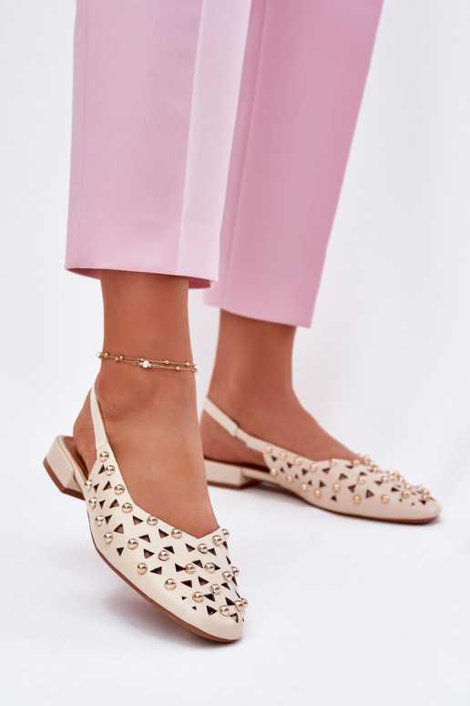 Dekorētas Balerīnas ar platiem papēžiem smilšu krāsas Nilarisela Dekorētas Balerīnas ar platiem papēžiem smilšu krāsas Nilarisela