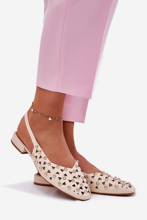 Dekorētas Balerīnas ar platiem papēžiem smilšu krāsas Nilarisela Dekorētas Balerīnas ar platiem papēžiem smilšu krāsas Nilarisela