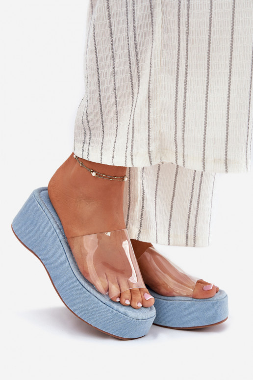 sieviešu čības Z Transparentnym em  Džinsa auduma Meltiana sieviešu čības Z Transparentnym em  Džinsa auduma Meltiana