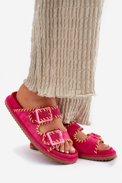 sieviešu čības ar sprādzēm I Ozdobnym Obszyciem rozā krāsas Visley sieviešu čības ar sprādzēm I Ozdobnym Obszyciem rozā krāsas Visley