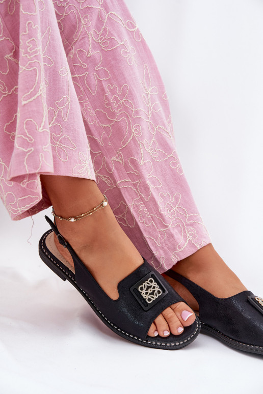 Eleganta stila Sieviešu basenes ar platiem papēžiem ar ornamentiem S.Barski KV51-082 Melns Eleganta stila Sieviešu basenes ar platiem papēžiem ar ornamentiem S.Barski KV51-082 Melns