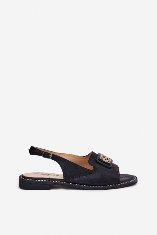 Eleganta stila Sieviešu basenes ar platiem papēžiem ar ornamentiem S.Barski KV51-082 Melns Eleganta stila Sieviešu basenes ar platiem papēžiem ar ornamentiem S.Barski KV51-082 Melns