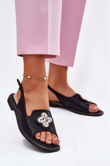 Sieviešu basenes ar platiem papēžiem  Detalem S.Barski KV51-080 Melns