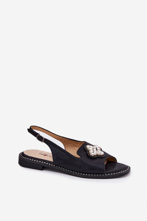 Sieviešu basenes ar platiem papēžiem  Detalem S.Barski KV51-080 Melns Sieviešu basenes ar platiem papēžiem  Detalem S.Barski KV51-080 Melns