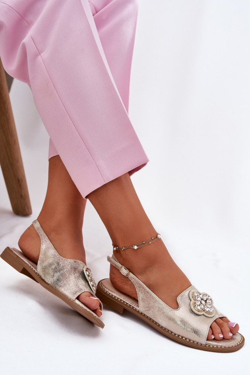 Sieviešu basenes ar platiem papēžiem  Detalem S.Barski KV51-080 Zelta krāsas