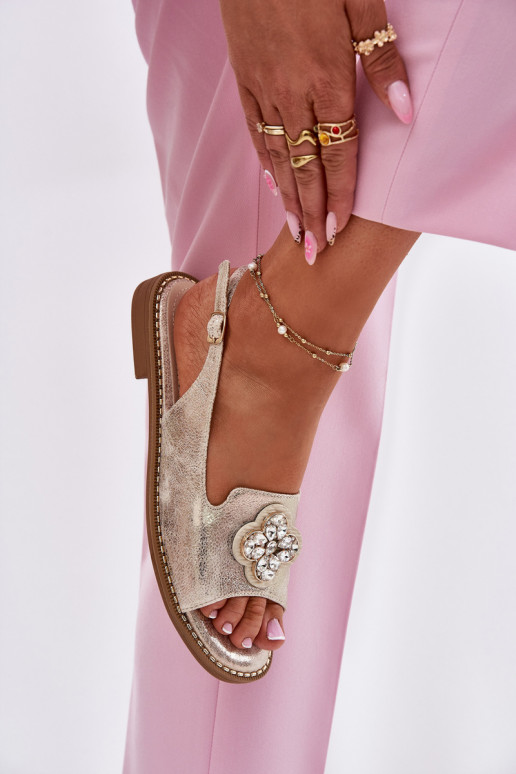 Sieviešu basenes ar platiem papēžiem  Detalem S.Barski KV51-080 Zelta krāsas