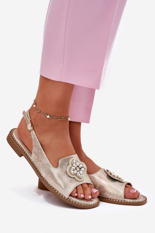 Sieviešu basenes ar platiem papēžiem  Detalem S.Barski KV51-080 Zelta krāsas