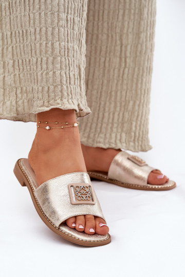 Plakanas sandales ar ornamentiem S.Barski KV51-089 Zelta krāsas 2