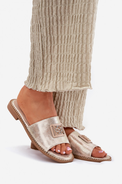 Plakanas sandales ar ornamentiem S.Barski KV51-089 Zelta krāsas Plakanas sandales ar ornamentiem S.Barski KV51-089 Zelta krāsas