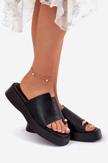 sieviešu čības ar platformu  Detalem Melns Linosea 2