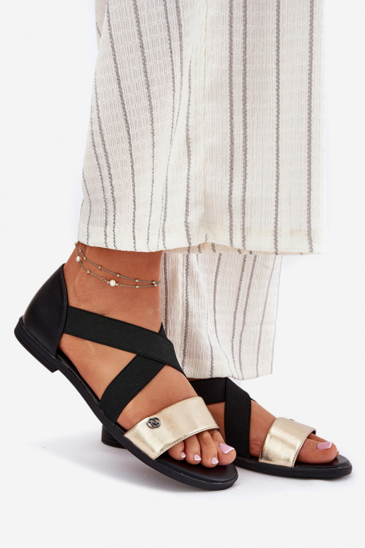 līdzenas zoles basenes Z Elastycznymi Paskami -Zelta krāsas Marinea līdzenas zoles basenes Z Elastycznymi Paskami -Zelta krāsas Marinea