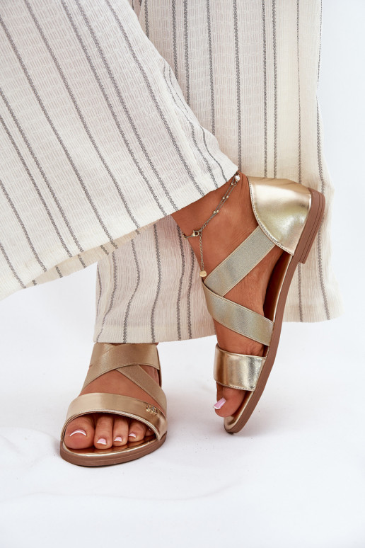 līdzenas zoles basenes Z Elastycznymi Paskami Zelta krāsas Marinea līdzenas zoles basenes Z Elastycznymi Paskami Zelta krāsas Marinea