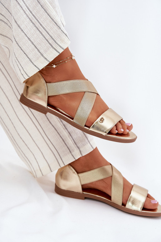 līdzenas zoles basenes Z Elastycznymi Paskami Zelta krāsas Marinea līdzenas zoles basenes Z Elastycznymi Paskami Zelta krāsas Marinea