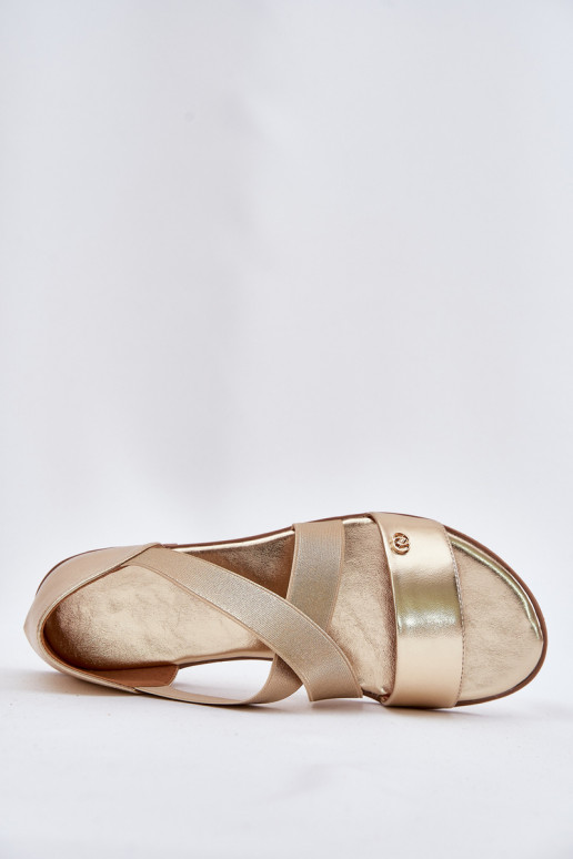 līdzenas zoles basenes Z Elastycznymi Paskami Zelta krāsas Marinea līdzenas zoles basenes Z Elastycznymi Paskami Zelta krāsas Marinea