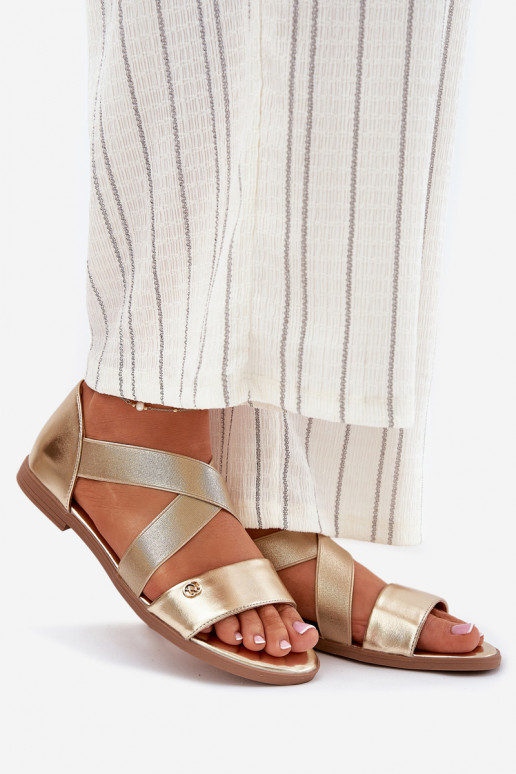 līdzenas zoles basenes Z Elastycznymi Paskami Zelta krāsas Marinea līdzenas zoles basenes Z Elastycznymi Paskami Zelta krāsas Marinea