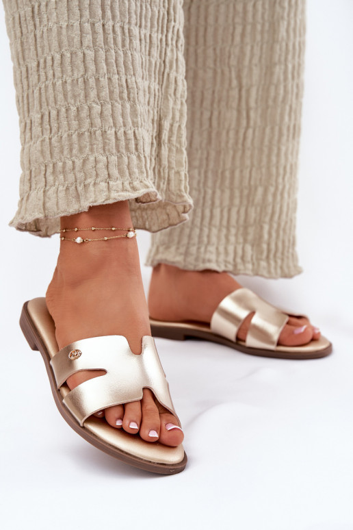 Čības  no eko ādas Zelta krāsas Firvania Čības  no eko ādas Zelta krāsas Firvania