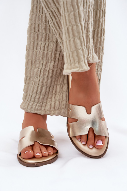 Čības  no eko ādas Zelta krāsas Firvania Čības  no eko ādas Zelta krāsas Firvania