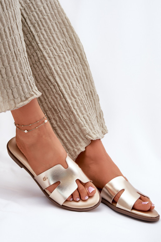 Čības  no eko ādas Zelta krāsas Firvania Čības  no eko ādas Zelta krāsas Firvania