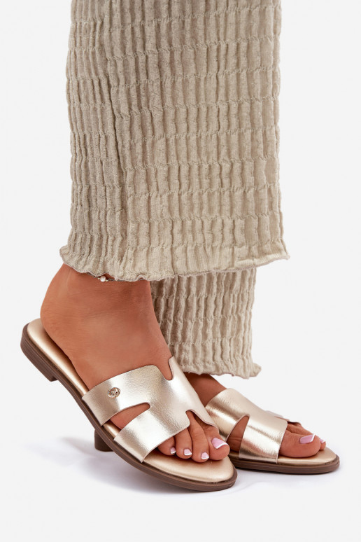 Čības  no eko ādas Zelta krāsas Firvania Čības  no eko ādas Zelta krāsas Firvania