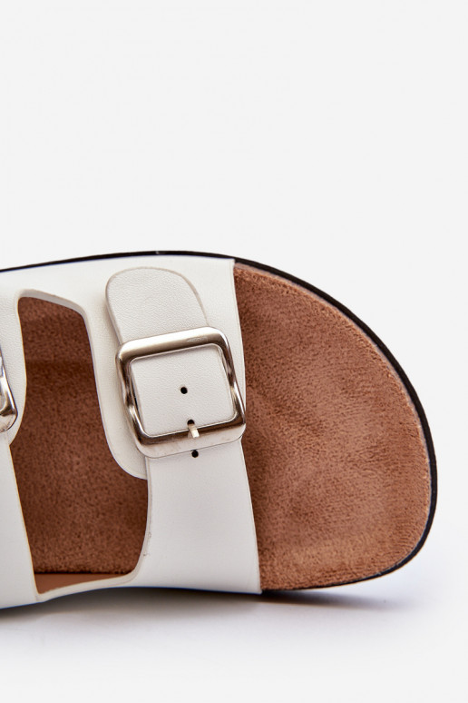 sieviešu čības ar sprādzēm baltas krāsas Oliena sieviešu čības ar sprādzēm baltas krāsas Oliena