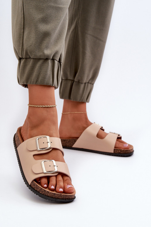 sieviešu čības ar sprādzēm smilšu krāsas Oliena