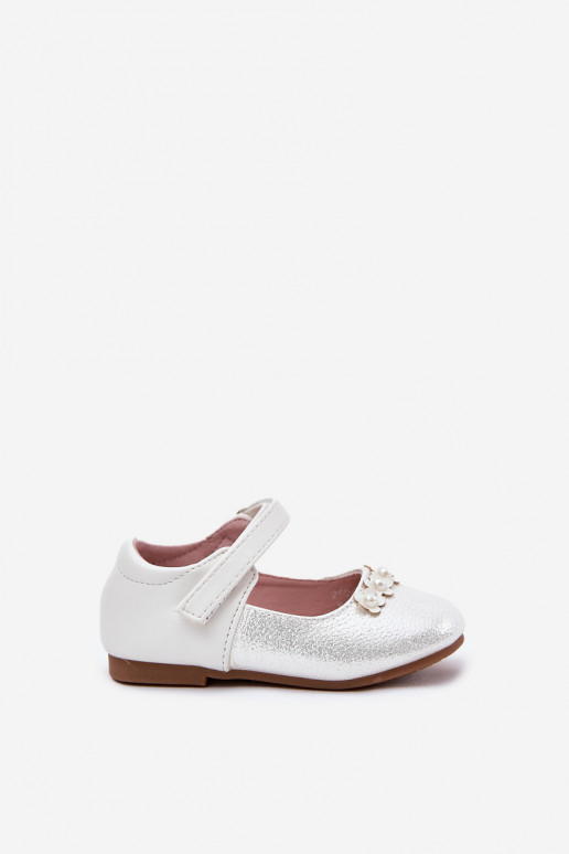 balerīnas   Bērnu apavi ar lipīgām aizdarēm Z uszkami baltas krāsas Nikione