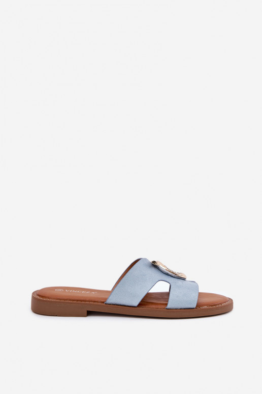 sieviešu čības ar platiem papēžiem ar ornamentiem Vinceza 17381 Zilas krāsas sieviešu čības ar platiem papēžiem ar ornamentiem Vinceza 17381 Zilas krāsas