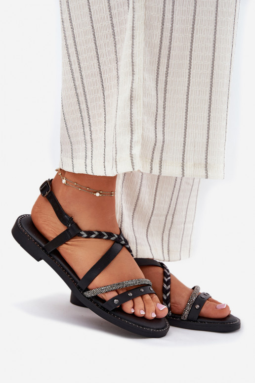 līdzenas zoles basenes ar siksniņām Vinceza 17379 Melns