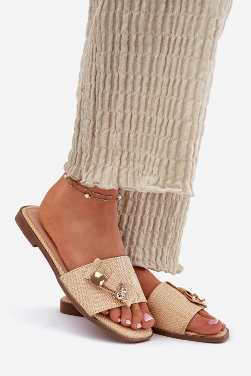 sieviešu čības ar platiem papēžiem ar bantītēm smilšu krāsas Sallariela