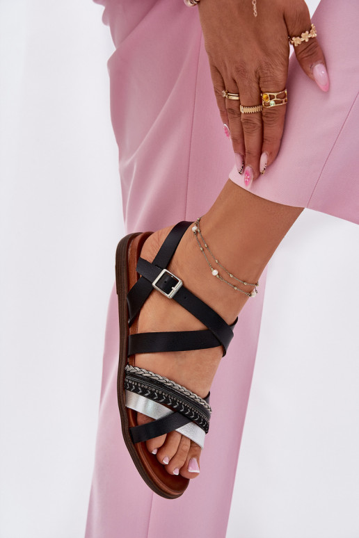 līdzenas zoles basenes Ar svītrām Sergio Leone SK087H Melns  līdzenas zoles basenes Ar svītrām Sergio Leone SK087H Melns