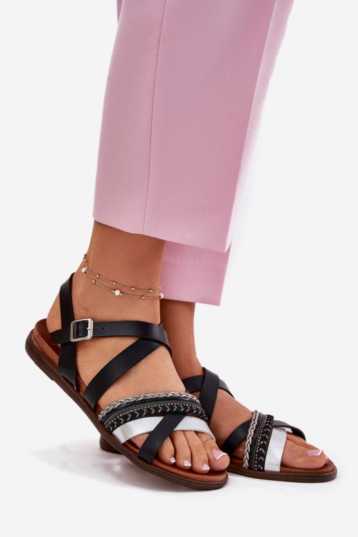 līdzenas zoles basenes Ar svītrām Sergio Leone SK087H Melns  līdzenas zoles basenes Ar svītrām Sergio Leone SK087H Melns