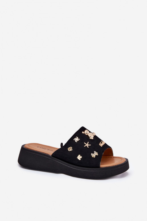 sieviešu zamšādas čības Z Przypinkami Vinceza 66741 Melns sieviešu zamšādas čības Z Przypinkami Vinceza 66741 Melns