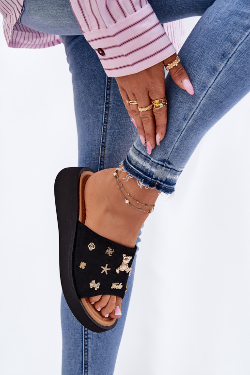 sieviešu zamšādas čības Z Przypinkami Vinceza 66741 Melns sieviešu zamšādas čības Z Przypinkami Vinceza 66741 Melns