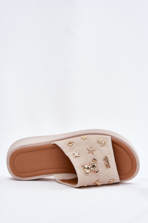 sieviešu zamšādas čības Z Przypinkami Vinceza 66741 smilšu krāsas sieviešu zamšādas čības Z Przypinkami Vinceza 66741 smilšu krāsas