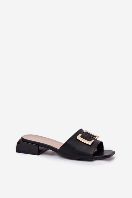 Eleganta stila sieviešu čības  Ze Zelta krāsasm Detalem Vinceza 62229 Melns Eleganta stila sieviešu čības  Ze Zelta krāsasm Detalem Vinceza 62229 Melns