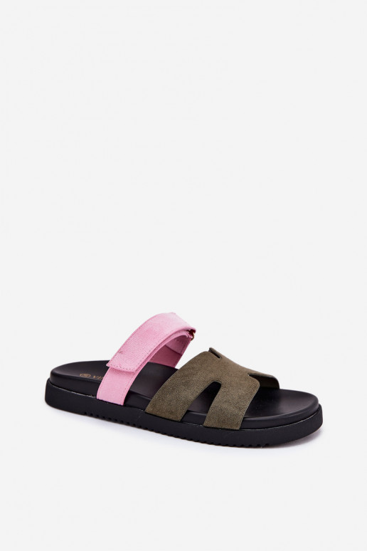 sieviešu čības Z ar lipīgām aizdarēmem Vinceza 17401 zaļš-Rozā krāsas